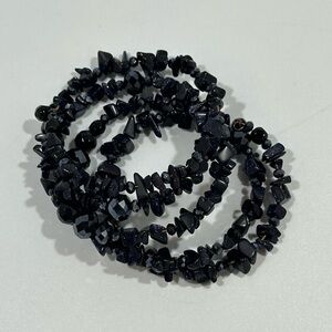 Elegant Black Blue Purple Sparkle Beaded Wrap Bracelet Goth Whimsigoth